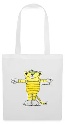 Produktbild von Spreadshirt Janosch Tiger Pose Stoffbeutel, One size, Weiß