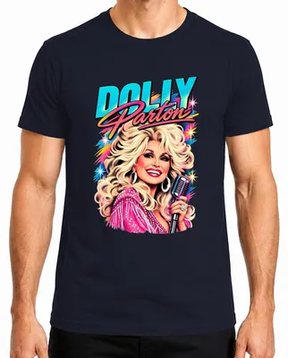 Obrázok produktu pre Dolly Parton, legenda country hudby, speváčka, retro, ikona z Nashvillu, pánske tričko, tmavomodrá, veľkosť S