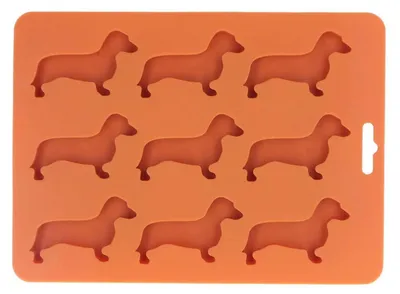 Image de Moules en silicone en forme de teckel (chien) pour glaçons et pour la pâtisserie, sans BPA
