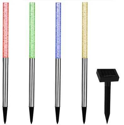 Produktbild von MONZANA® Solarlampe für Außen 4er Set LED Wetterfest IP44 Dämmerungssensor Farbwechsel Bunt Erdspieß Edelstahl Solar Garten Außenlampe Balkon Deko