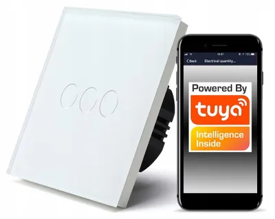 Zdjęcie produktu dla Włącznik Dotykowy WiFi TUYA 3obw. biały #z N/bez N