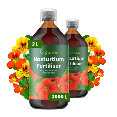 Obrázek produktu pro Kapucínka Tekuté Hnojivo 2x1 L – 2-1-8 NPK – Pro Kapucínky – Podporuje Dlhotrvajúce Květy & Zdravý Růst Listov – Organifer