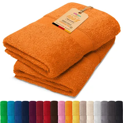 Produktbild von EllaTex PARIS 2er Set Saunatücher 100x200 cm – 100% Baumwolle, 500 g/m² Frottier, in Farbe: Orange