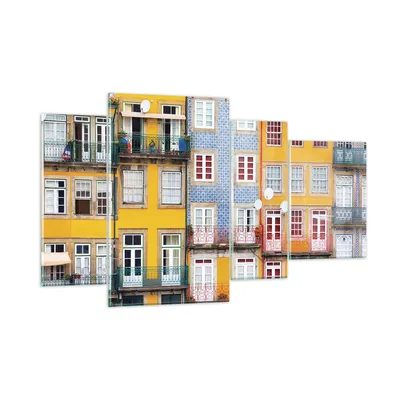 Produktbild von Bilder auf glas - 4 Teile - Casas Ribeira Porto - 120x70cm - Glasbilder - Wandbilder - Bilder - zum Aufhängen bereit - Wanddekoration aus Glas - Glas Bilder - Wandbild auf Glas - GDL120x70-4249