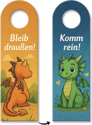 Produktbild von Drachen Cartoon Bleib draußen! Komm rein! Türhänger