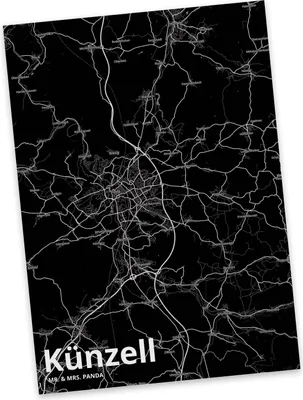 Produktbild von Mr. & Mrs. Panda Grußkarte Künzell - Geschenk, Fotokarte, Postkarte, Stadt, Ansichtskarte, Postkarten, Ansichtskarten, Dorf Karte Landkarte Map Stadtplan