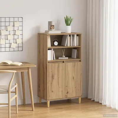Image de vidaXL Meuble haut artisanal en chêne clair, 60 x 36 x 110 cm, fabriqué en panneaux de particules