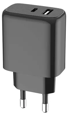 Produktbild von BigBen Connected, Doppeltes USB-A + USB-C Netzladegerät 40W (15+25W) Power Delivery, Schwarz