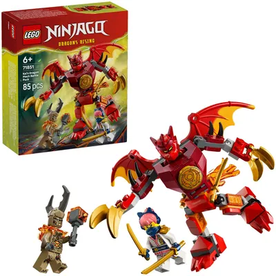 Image de LEGO NINJAGO Kais Dragon Mech Battle Set - Jouets Ninja pour garçons et filles - Modèle réduit avec figurine, 3 minifigures et katanas - Cadeau pour enfants à partir de 6 ans - 71851