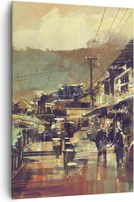 Produktbild von Bild auf Leinwand - Leinwandbild - Einteilig - Brücke Straße Fluss - 70x100cm - Wand Bild - Wanddeko - Wandbilder - Leinwanddruck - Wanddekoration - Leinwand bilder - Wandbild - PA70x100-3515