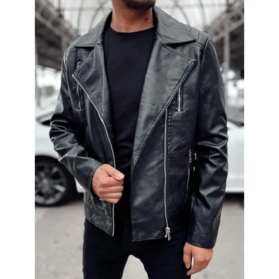 Produktbild von Herren Lederjacke im Biker-Stil, schwarz, Größe XL