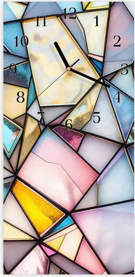Produktbild von Wanduhr aus Glas mit Motiv Buntes Glasmosaik- 30 x 60 cm - inkl. Aufhängesystem