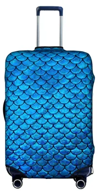 Produktbild von Elastische Gepäckabdeckung mit blauem Fischschuppenmuster, personalisierbar, mit Reißverschluss, weiß, Größe M