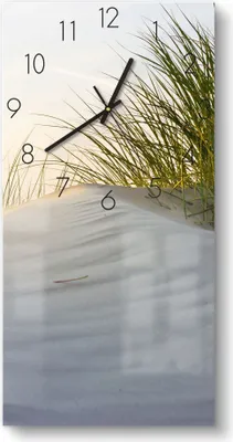 Produktbild von DEQORI Glasuhr 30x60 cm Zahlen 'Düne mit Dünengras' Wanduhr Glas Uhr Design leise