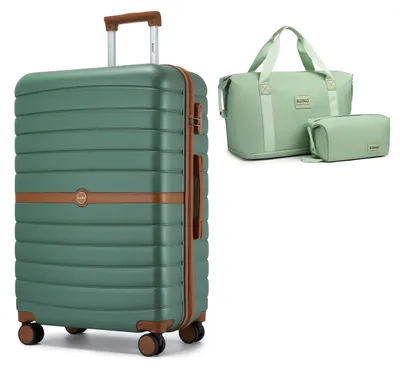 Image de Valise rigide - Bagage cabine - 50,8 cm - ABS - Ensemble de voyage en 2 pièces avec sacs - Vert