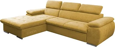 Produktbild von Ecksofa mit Schlaffunktion und Bettkasten, Couch für Wohnzimmer, Schlafsofa Sofagarnitur Sofa Eckcouch L-Form Wohnlandschaft mit Bettfunktion NILUX (Eckosfa NILUX Gelb) 284 x 196 x 78 cm, Links Ottomane