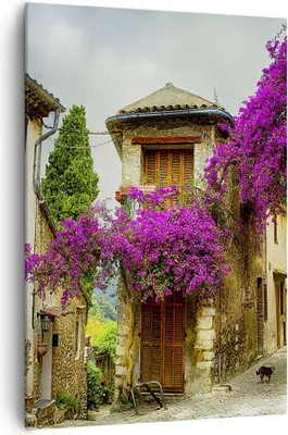 Produktbild von Bild auf Leinwand - Leinwandbild - Einteilig - Straße Sommer Blumen - 70x100cm - Wand Bild - Wanddeko - Wandbilder - Leinwanddruck - Wanddekoration - Leinwand bilder - Wandbild - PA70x100-3589