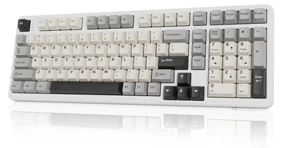 Zdjęcie produktu dla Klawiatura gamingowa QWERTY 102 klawisze - Mechaniczna - Bezprzewodowa - RGB - Biała - Klawiatura do gier