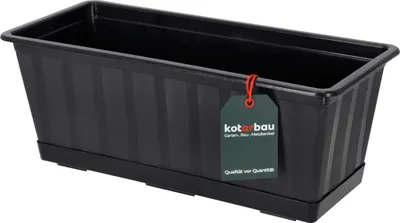 Produktbild von KOTARBAU® Blumenkasten Blumentopf für Balkon 40x18x14cm Anthrazit Balkonkasten Balkongeländer Pflanzkasten mit Untersetzer aus Kunststoff Rechteckig
