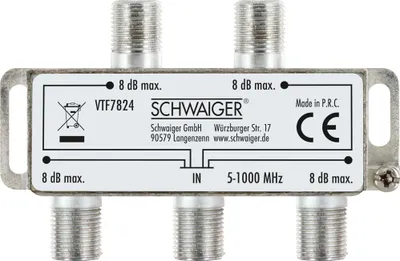 Produktbild von Verteiler 4-fach für Antennen- und Kabelanlagen 8 dB