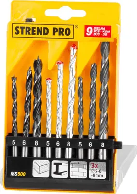 Immagine prodotto di Set di punte Strend Pro MS500, 9 pezzi, metallo-legno-mattone