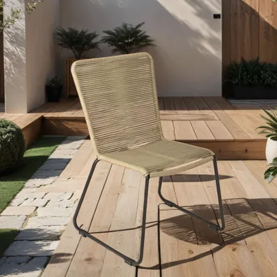 Produktbild von Esszimmerstuhl Rope Chair Polyester Taupe Eisen-Gestell schwarz ISRA