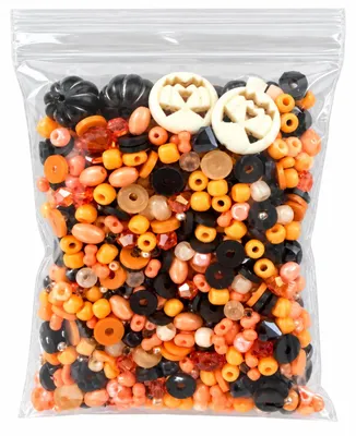 Halloween-Kralen 80g, 2-10mm, Schwarz-Orange-Rot, DIY