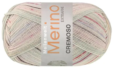 Immagine prodotto di Lana Grossa MEILENWEIT 100 g Merino Extrafine CREMOSO 4 capi Lana per calze 420 m Colore 4123 - Azzurro/Fucsia scuro/Rosa/Salmone/Menta/Grigio chiaro/Grigio