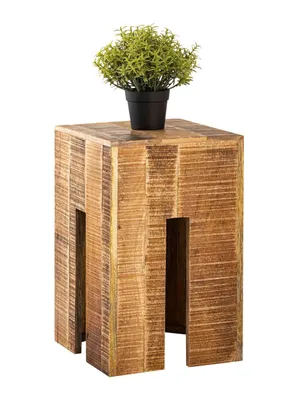 Produktbild von Hocker quadratisch 28 x 45 x 28 cm Blumenhocker Blumensäule Sitzhocker Beistelltisch Mangoholz