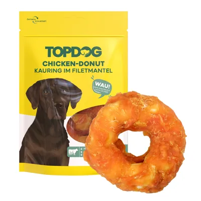 Produktbild von TOPDOG Chicken-Donut - Dental Care - mit Huhn - Kausnack - zuckerfrei - für Hunde (5 Stück im Beutel)