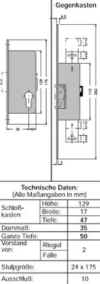 Produktbild von Schüco Antipanik Riegelschloss, DIN rechts 211436