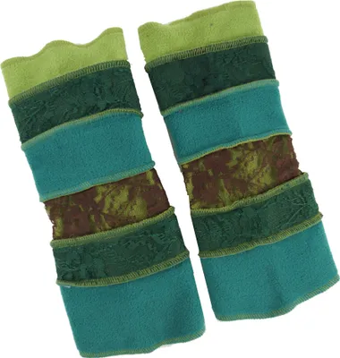 Zdjęcie produktu dla Rękawiczki bez palców w stylu elfów, rękawiczki typu boho – kolor petrolowo-cytrynowy, uni , zielone, poliester, rękawiczki i rękawiczki bez palców