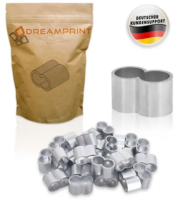 Produktbild von Dreamprint 10x Seilklemmen Set 4mm Pressklemmen, Würgeklemmen, Tauwerkklemme