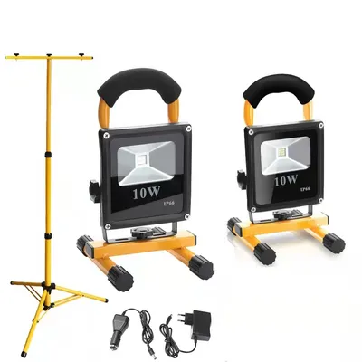 Produktbild von Jopassy LED Akku Fluter Baustrahler Arbeitsleuchten mit Teleskopstativ Kaltweiß LED Arbeitsscheinwerfer 2x10W+1xStativ Fluter Flutlicht
