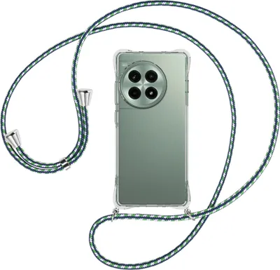 Produktbild von Handykette Backcover-Schutzhülle mit Band (Metall silberfarben) für OnePlus Ace3 Pro 5G (CN) - grün/blau/weiß