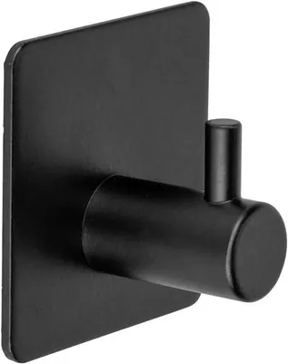 Image de Crochets de salle de bain en acier inoxydable - lot de 2 - noir - 4,5 × 4,5 × 3 cm