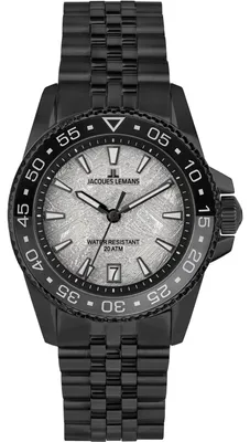Jacques Lemans 1-2205P Herren-Taucheruhr Liverpool Diver Schwarz/Eismatt 20 bar 1