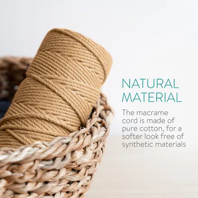 Produktbild von Navaris Makramee Garn 3er Set - Baumwollschnur für DIY Projekte Wandteppich Traumfänger - Baumwolle Baumwollkordel - weiß dunkelblau beige