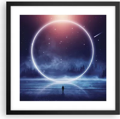 Produktbild von Gerahmtes Poster - Schwarzer Rahmen - Fantasie Ring Kosmos - 40x40 cm - Wand Bild - Wanddeko - Wandbilder - Kunstposter - Wandposter - Bilderrahmen - Bilder - Kunstdruck - P2BAC40x40-4664