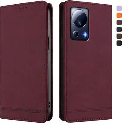 Obrázek produktu pro Pouzdro pro Xiaomi 13 Lite, retroPolyuretankožené flip pouzdro s stojánkem a přihrádkami na karty Červený