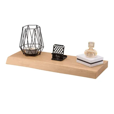 Produktbild von Wandregal Eiche Massiv - 40x22x4 cm mit Baumkante– Regal Wand Eichenholz  – Hängeregal Schweberegal – Holzregal für Wohnzimmer Küche Flur Kinderzimmer