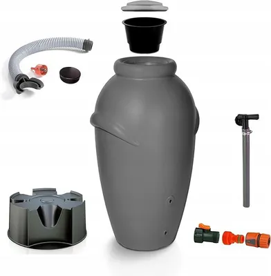 Produktbild von AQUACAN - Regentonne - Wassertank - Regenfass - Regenwassertonne mit Zubehör - Regenwassertank - Wassertonne, Wasserfass, Regenwasserspeicher - 210l, Graphit