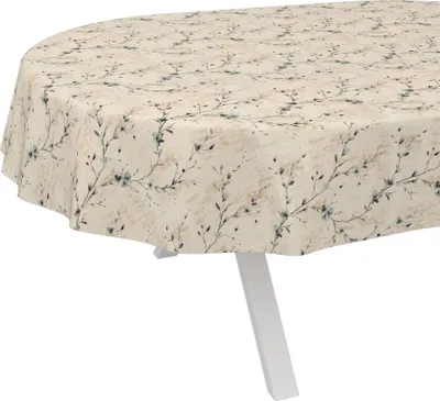 Produktbild von Tischdecke Vintage Kiev Beige Oval 180x140cm Schnittkante Wachstuch abwaschbar