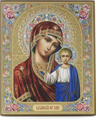 Produktbild von Gottesmutter Von Kazan Holz Ikone 10x12cm christlich orthodox 11375