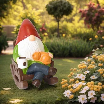 Image de Décoration de jardin - Statue de jardin souriante - Décoration d'intérieur et d'extérieur