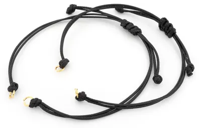 Produktbild von Vintageparts Armbandrohling Polyesterkordel Schwarz Goldfarben Verstellbar 2 Stück