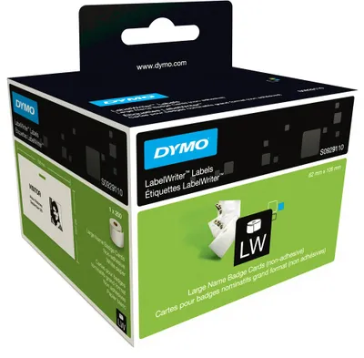 Zdjęcie produktu dla Identyfikatory DYMO 62 x 106 mm białe 250 nieprzylepnych identyfikatorów