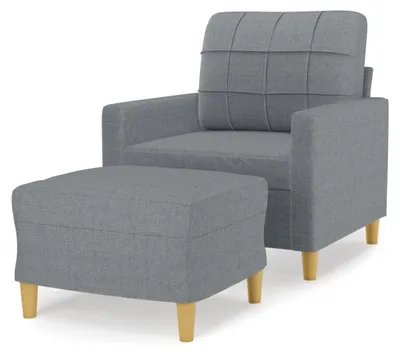 Produktbild von Sessel mit Hocker Hellgrau 60 cm