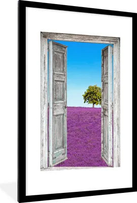 Produktbild von MuchoWow® Gerahmtes Poster Blumen - Lavendel - Ansicht 60x90 cm - Poster mit Schwarzem Bilderrahmen Wandposter Rahmen Foto Bilder - Dekoration - Wandposter Wohnzimmer - Hochwertig