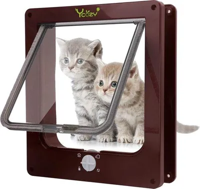 Produktbild von Famanu Katzenklappe 21,5 cm x 19 cm - 4-Wege-Verschluss für Türen und Fenster